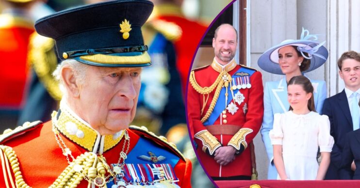 Composite of King Charles and royal family at Trooping the Colour