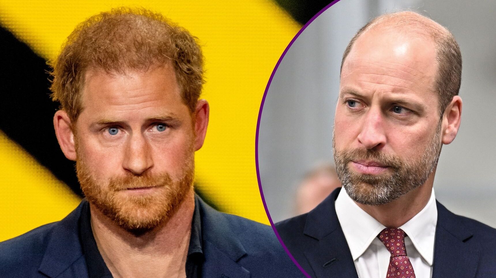 RI composite of Prince Harry and William looking serious