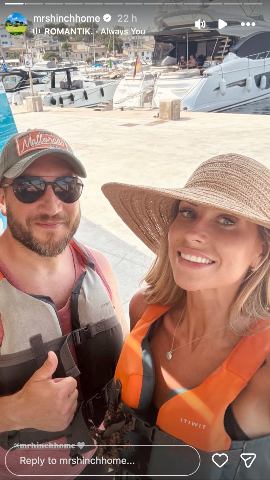 Jamie and Sophie Hinchliffe smiling in a selfie on holiday