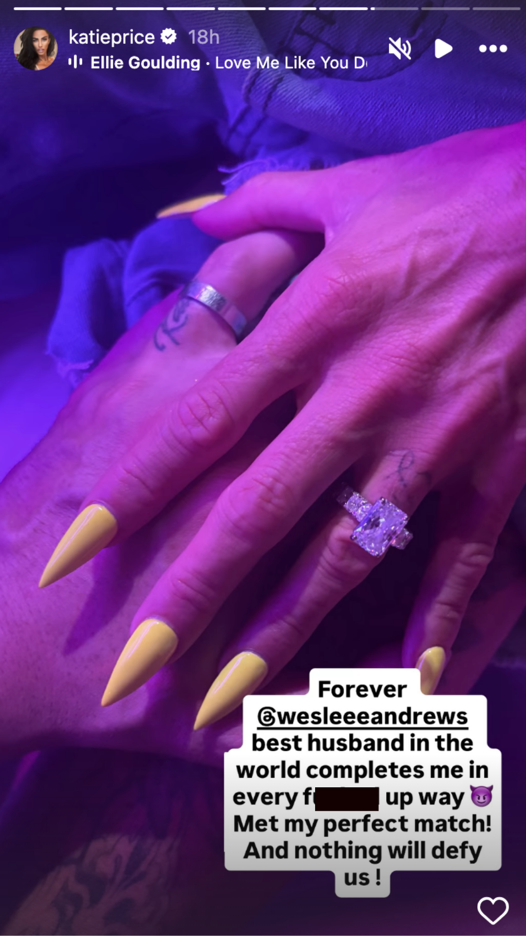 Katie Price's Instagram story holding Lee Andrew's hands