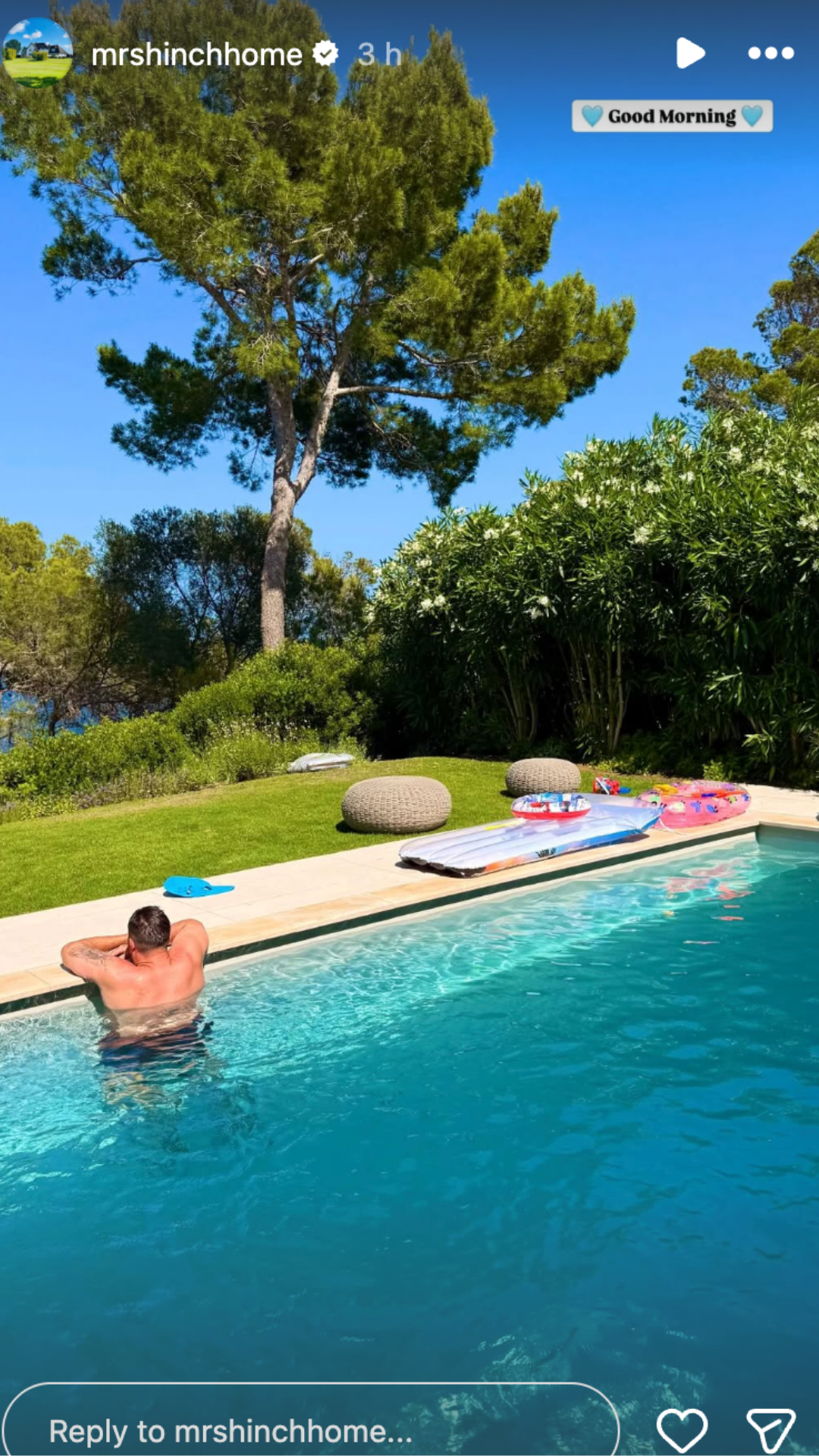 Jamie Hinchliffe swimming in a pool