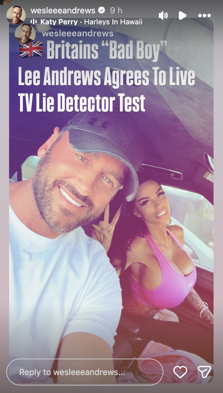 Lee Andrews and Katie Price on Instagram