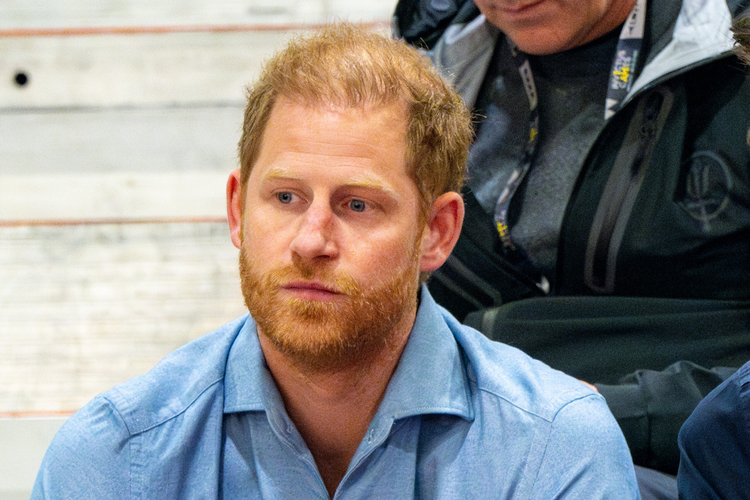 Prince Harry in blue shirt at Invictus Games
