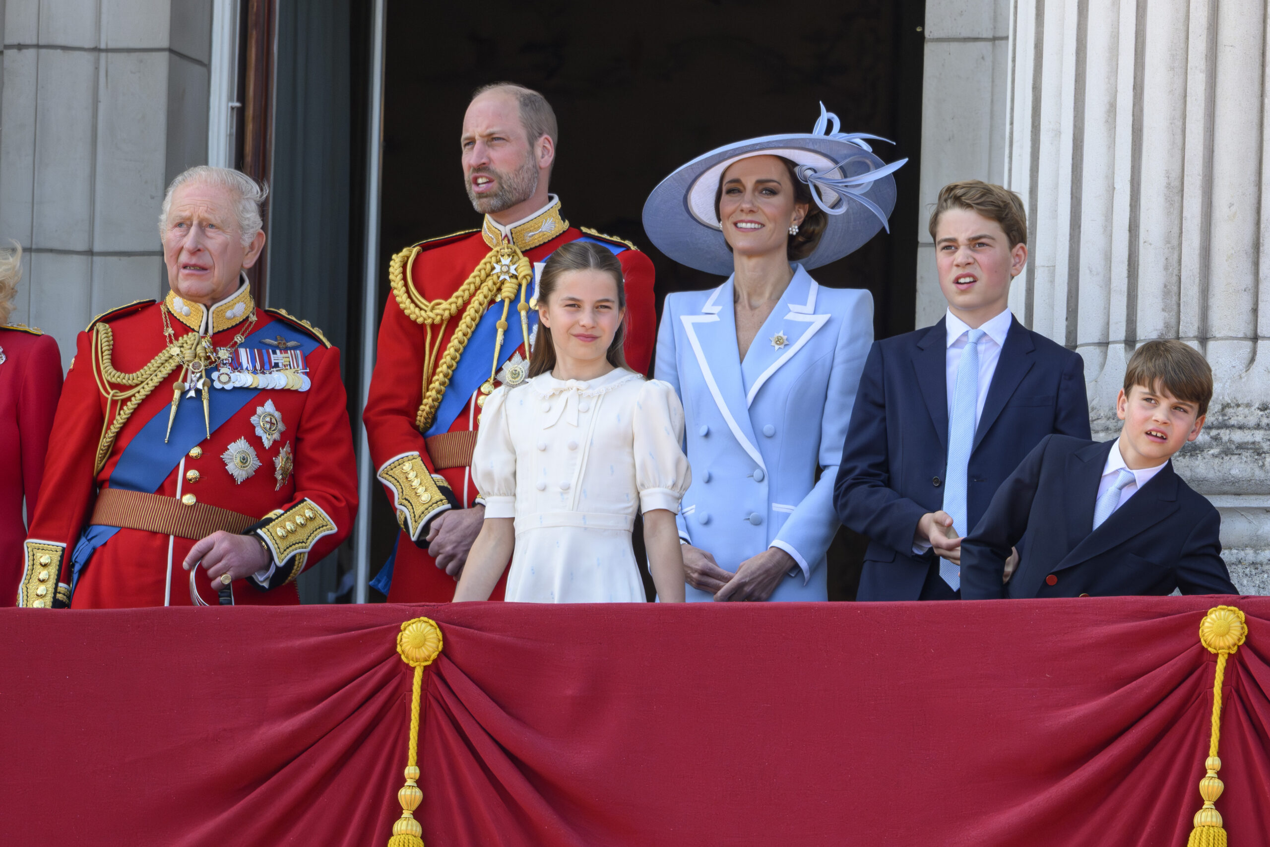 King Charles and royal family on balcony at Trooping the Colour