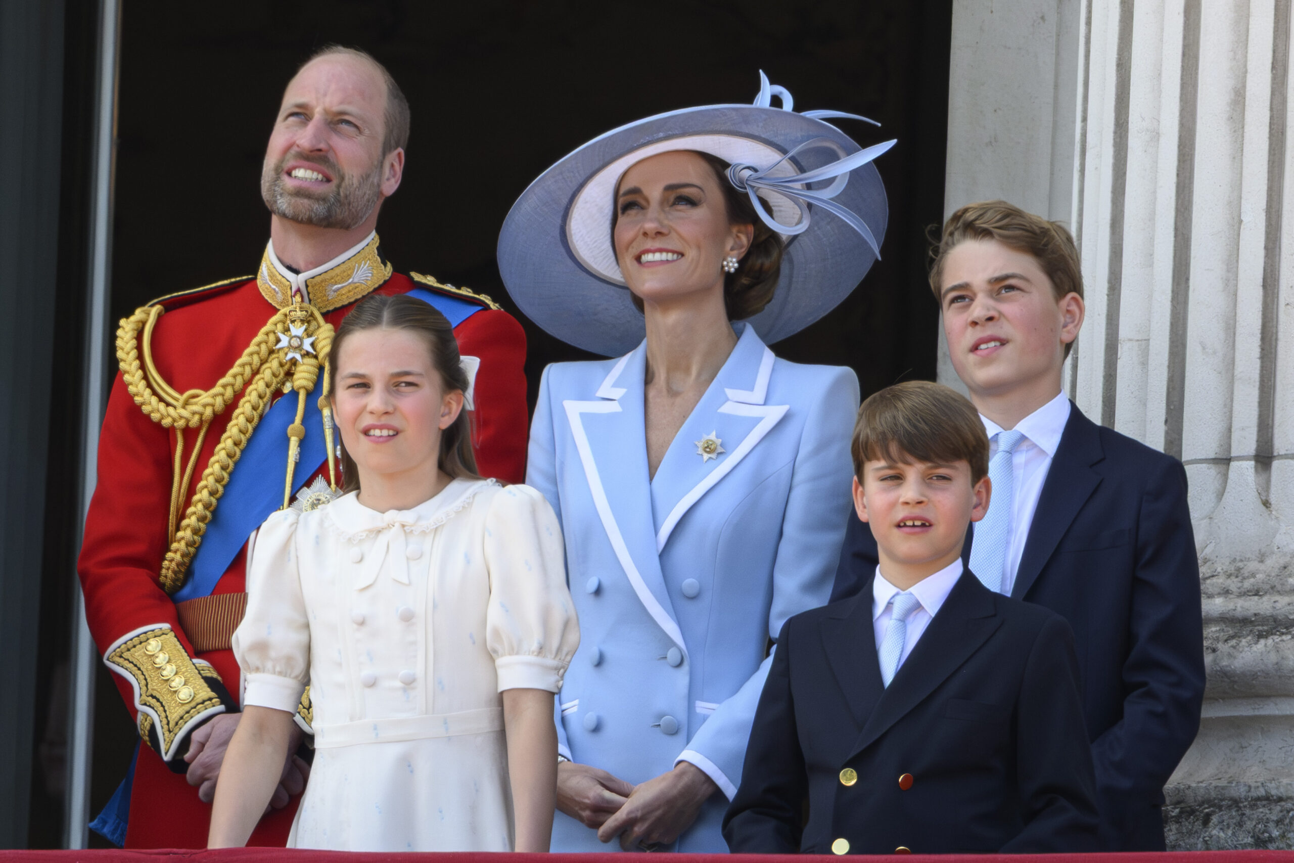 Wales family on palace balcony at Trooping the Colour
