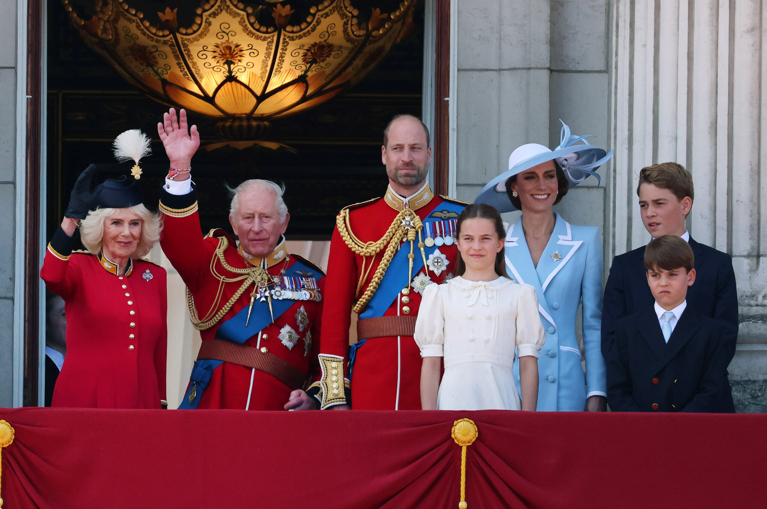 Royal family on palace balcony at Trooping the Colour