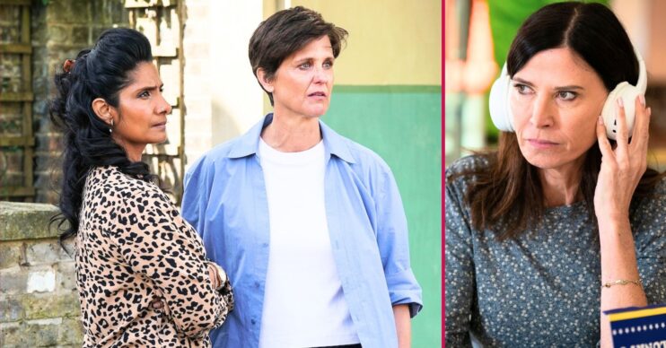 Eve and Suki with Bea split image for EastEnders