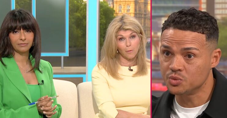 ED composite of Jermaine Jenas speaking to Ranvir Singh and Kate Garraway on GMB