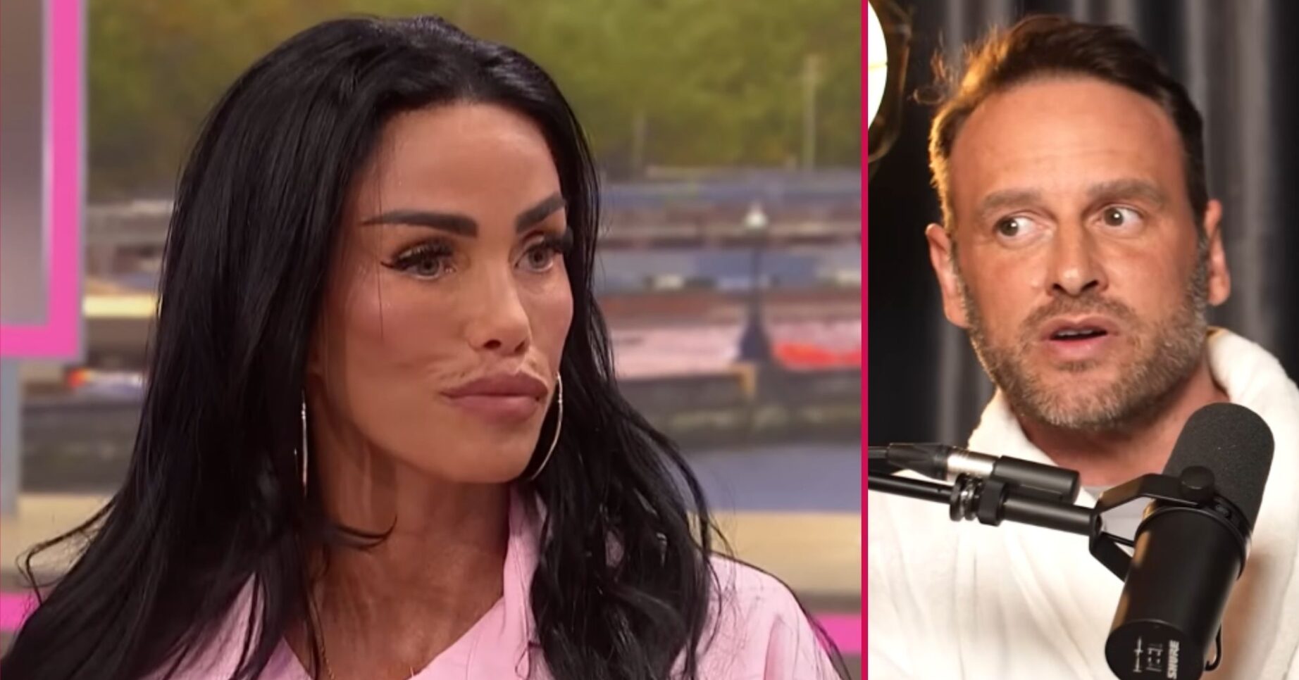 ED composite of Katie Price on GMB and Lee Andrews on podcast