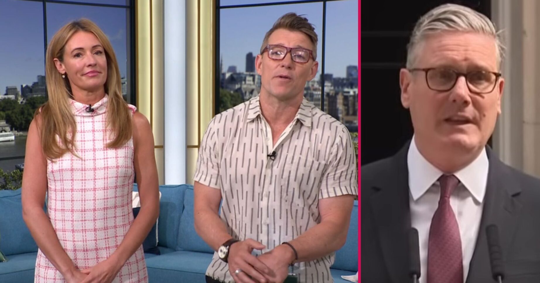 ED composite of Cat Deeley and Ben Shephard on This Morning and Sir Keir Starmer resigning