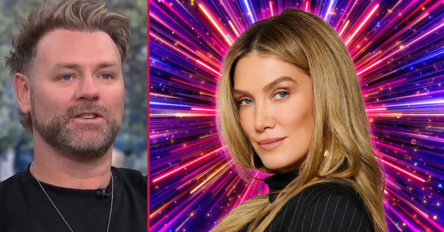 ED composite of Brian McFadden on This Morning and Delta Goodrem in Strictly promo photo