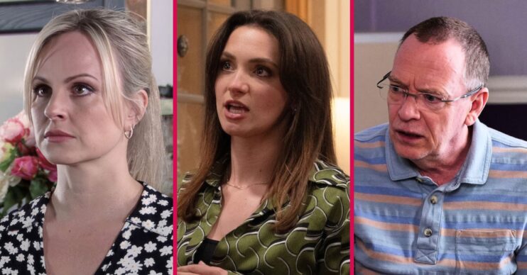 Sarah, Gabby and Ian in Corrie, Emmerdale and EastEnders (Credit: ITV)