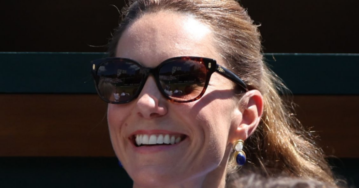 Wimbledon Tennis Championships, Day 4, The All England Lawn Tennis and Croquet Club, London, Princess Kate smiling wearing sunglasses