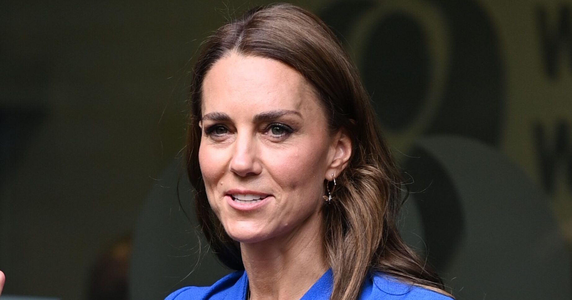 Kate Middleton in blue blazer on royal engagement