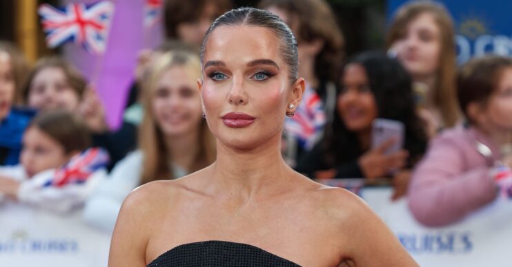 Helen Flanagan frowning on the red carpet