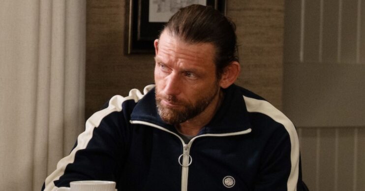 Kev looks serious in Emmerdale (Credit: ITV)