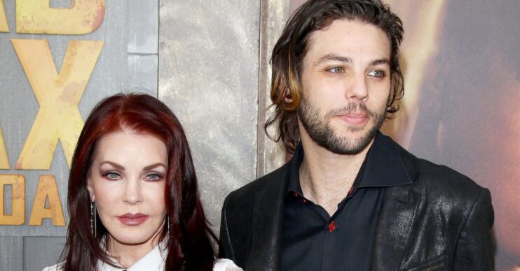 Priscilla Presley posing with her son Navarone Garibaldi Garcia