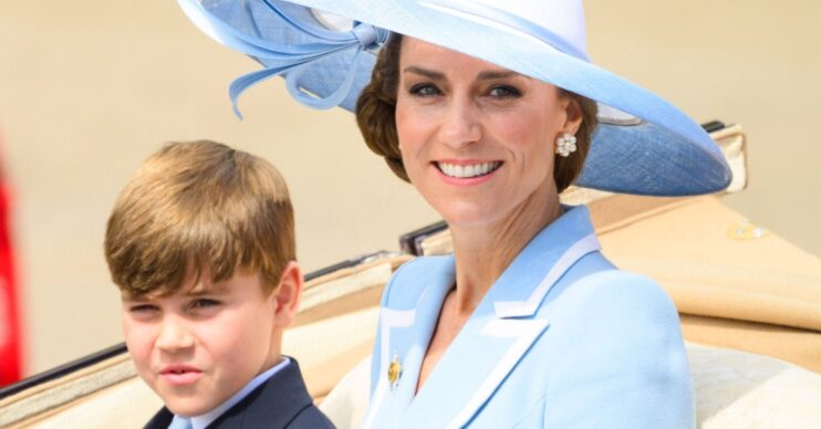 Princess Kate Middleton and Prince Louis smiling from a carriage