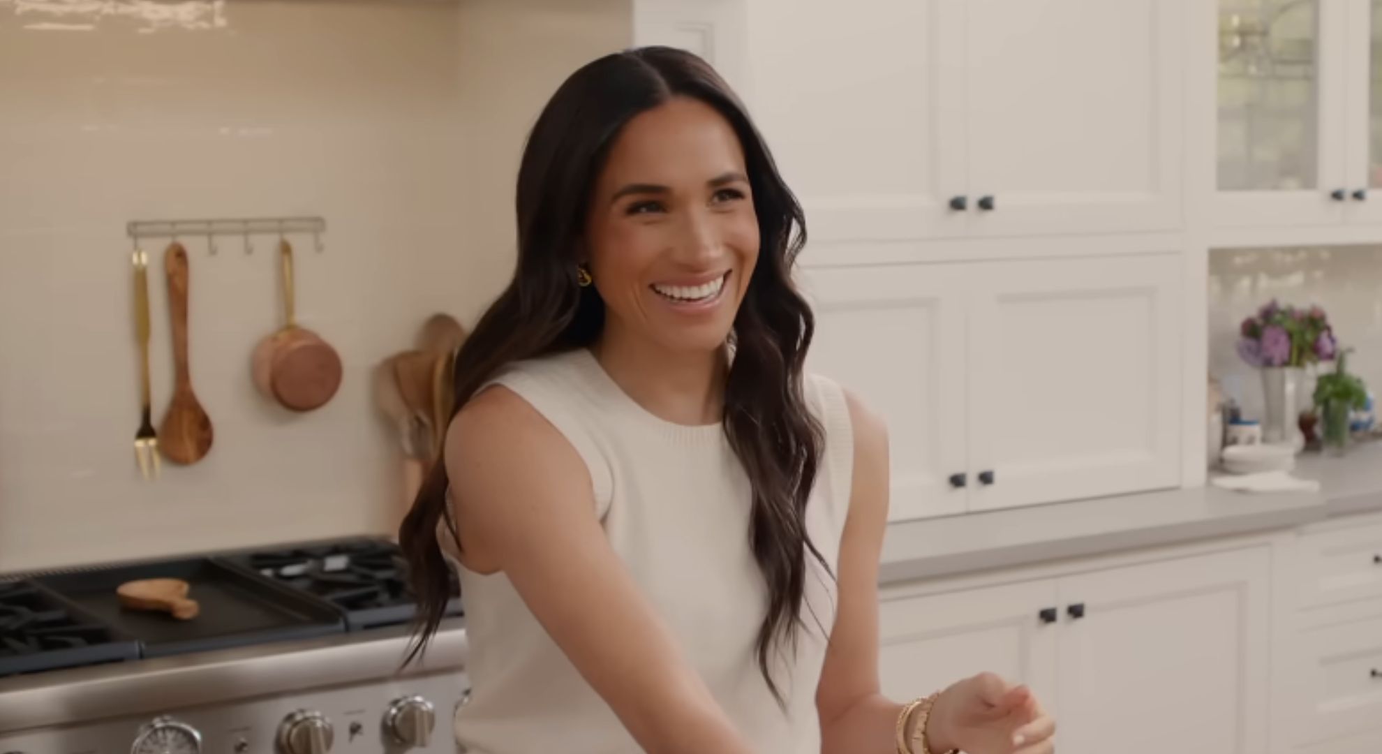 Meghan Markle smiling on With Love, Meghan