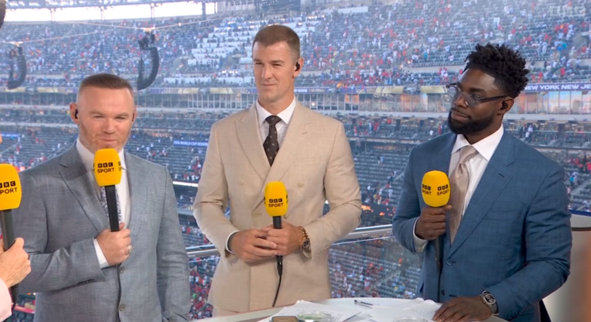Wayne Rooney with other pundits at World Cup