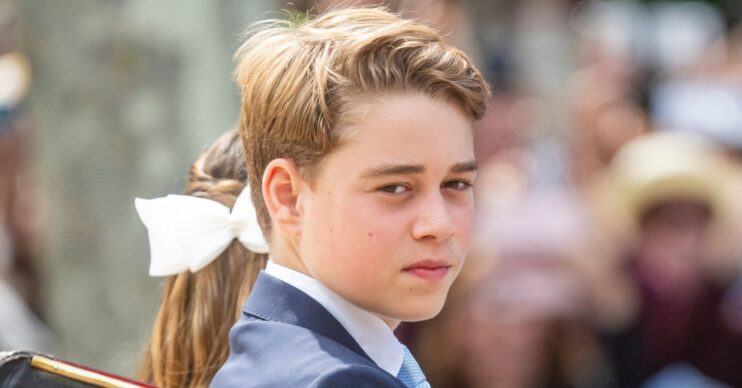 Prince George with a serious expression