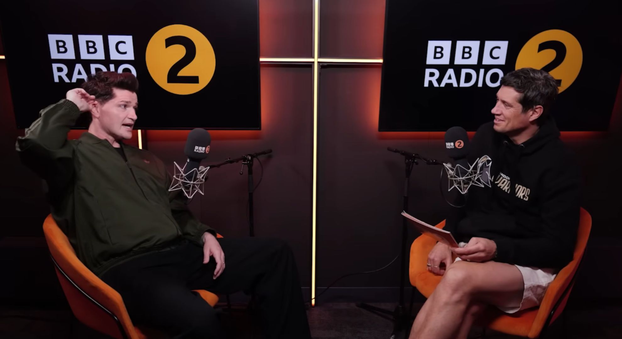 Vernon Kay and Danny O'Donoghue on Radio show