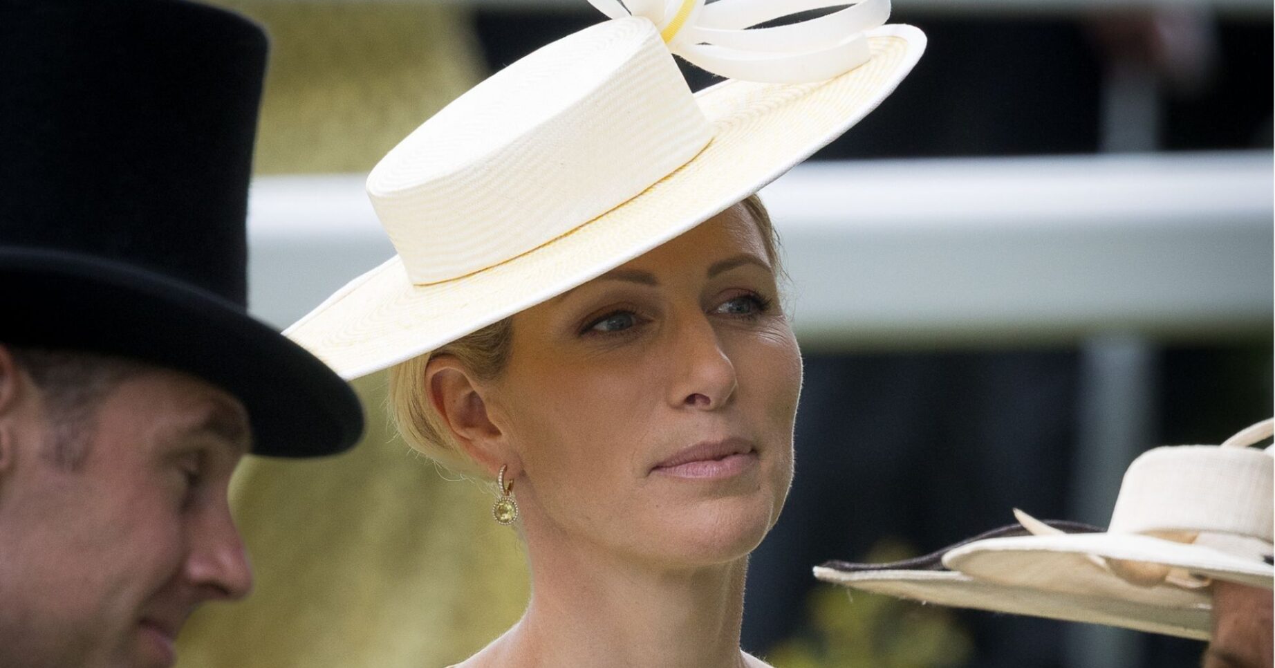 Zara Tindall with a serious expression