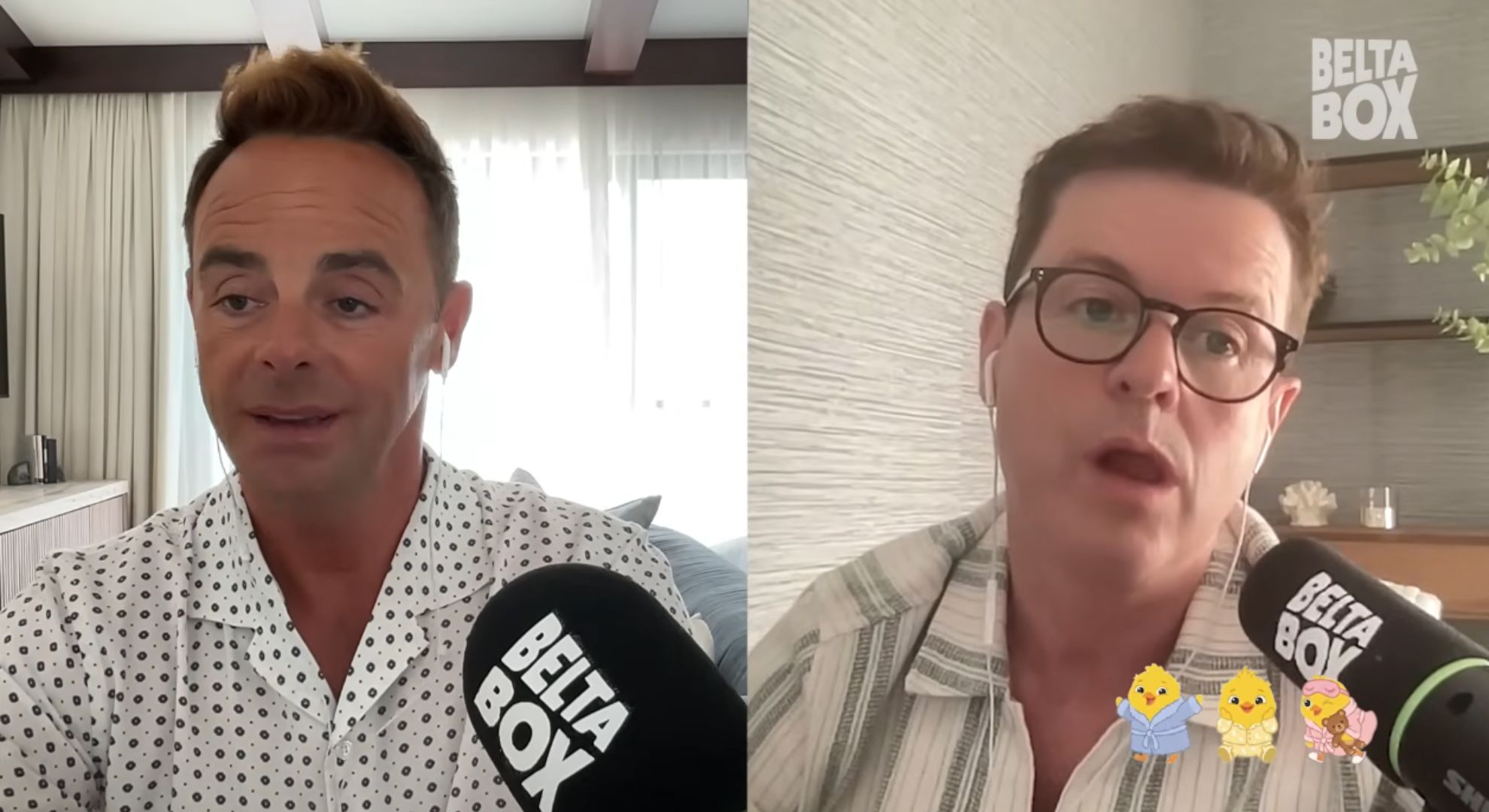 Ant McPartlin and Dec Donnelly on their podcast