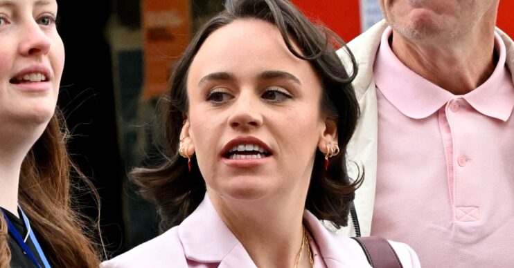 Ellie Leach with a serious expression