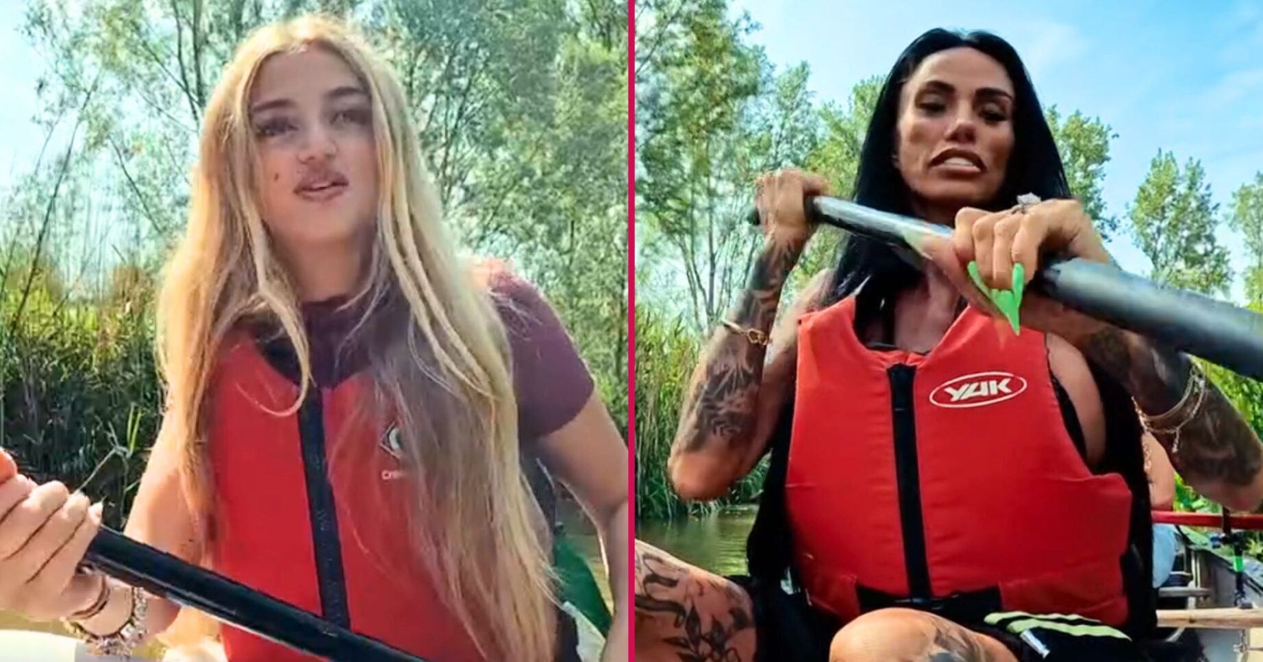 Katie Price and Princess Andre kayaking