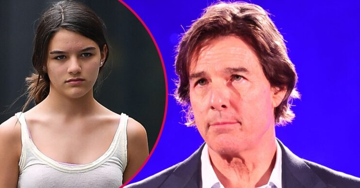 Suri Noelle and Tom Cruise looking in front