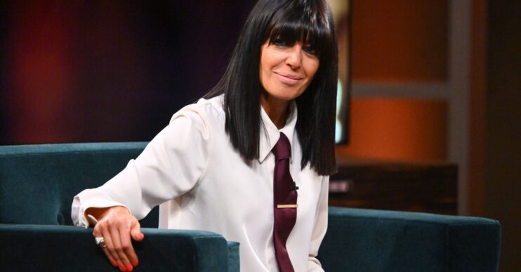 CLAUDIA Winkleman white shirt , burgundy tie
