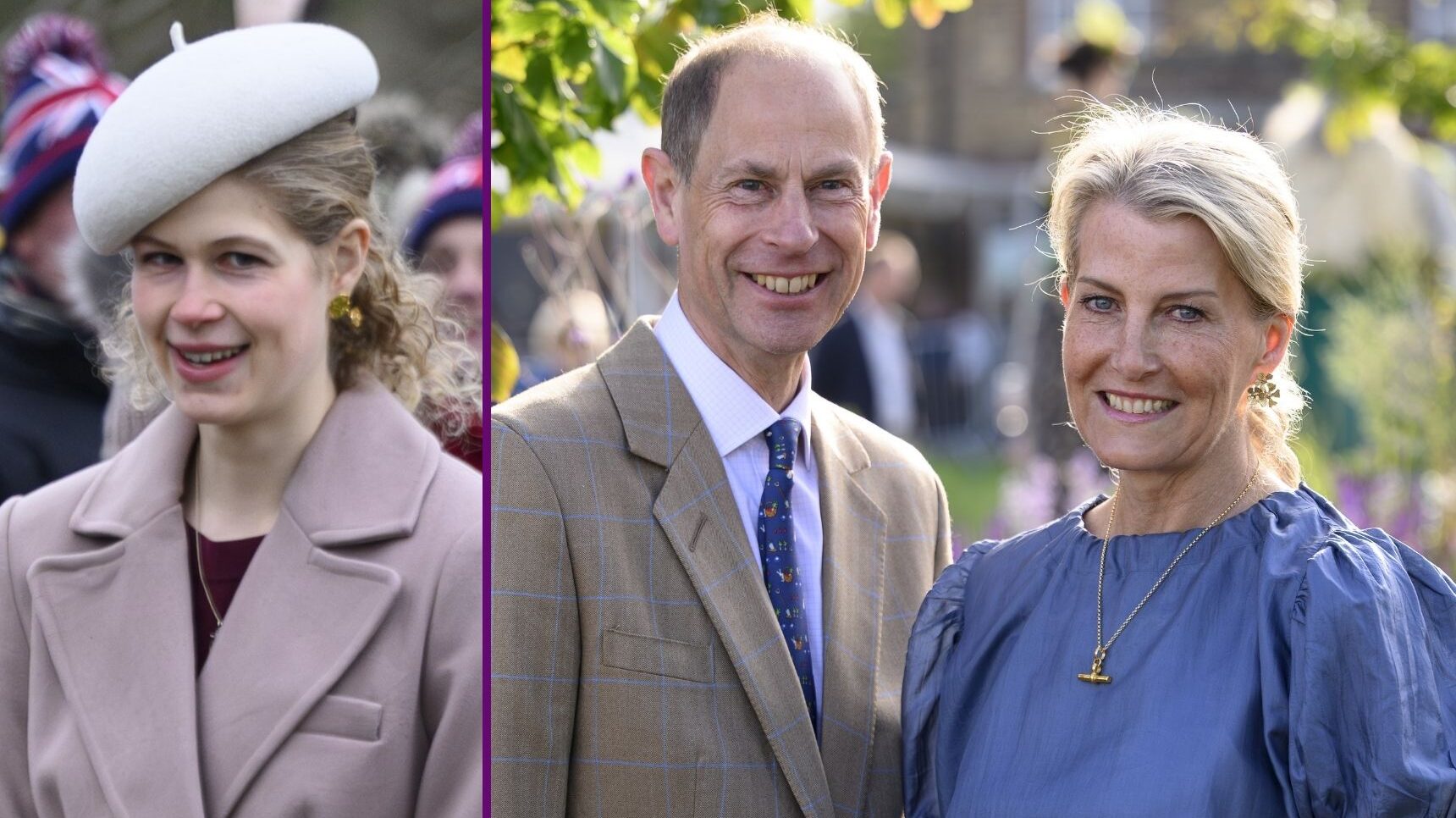 RI composite of Lady Louise Windsor and Prince Edward and Duchess Sophie smiling