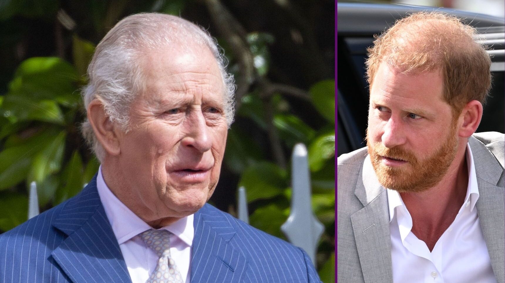 RI composite of King Charles and Prince Harry at different outings