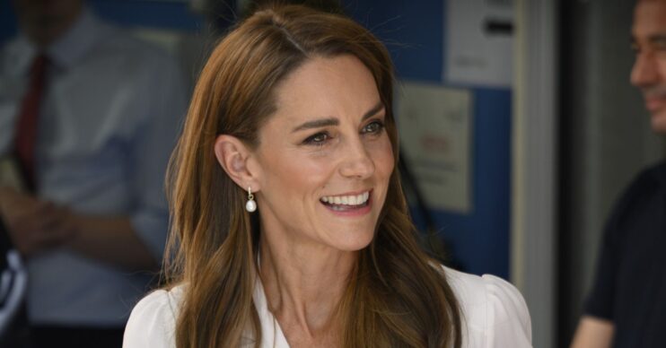 Kate Middleton in white dress at hospital visit