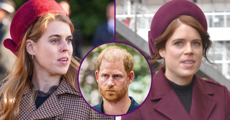 RI composite of Princesses Beatrice and Eugenie during royal events and Prince Harry at Invictus Games