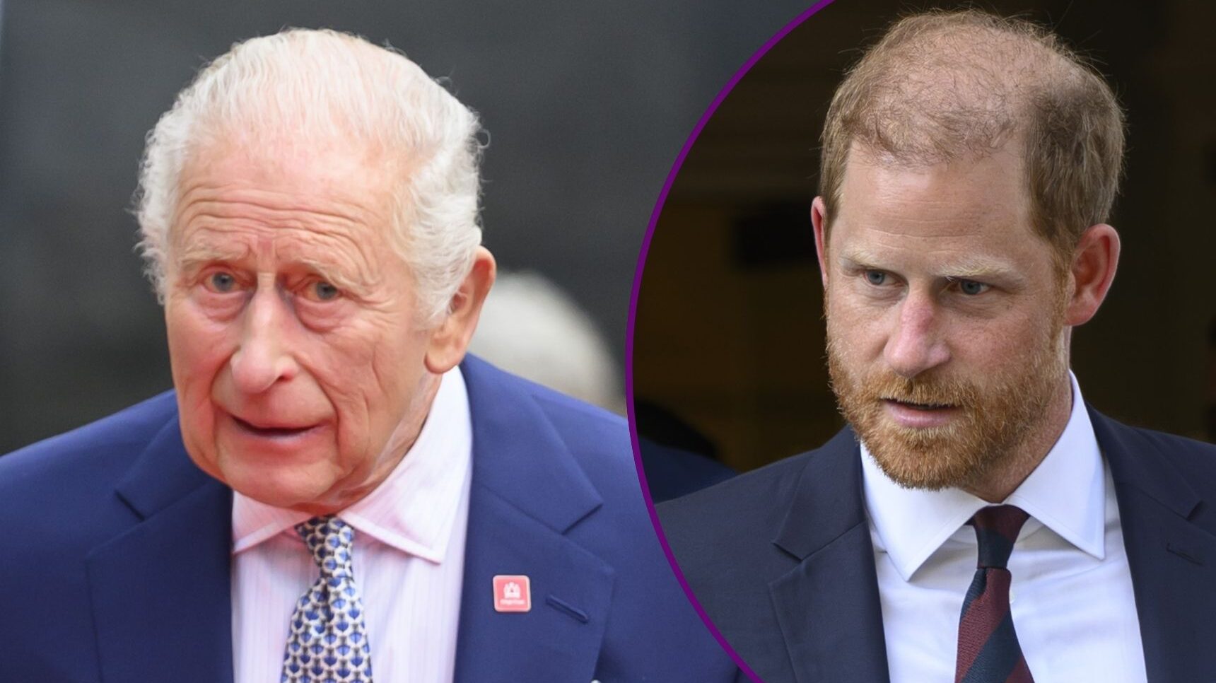 RI composite of King Charles and Prince Harry in suits