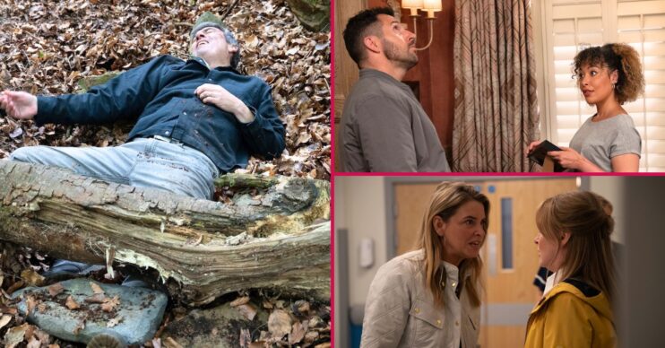 Cain, Ross, Serena, Charity and Vanessa in Emmerdale (Credit: ITV)