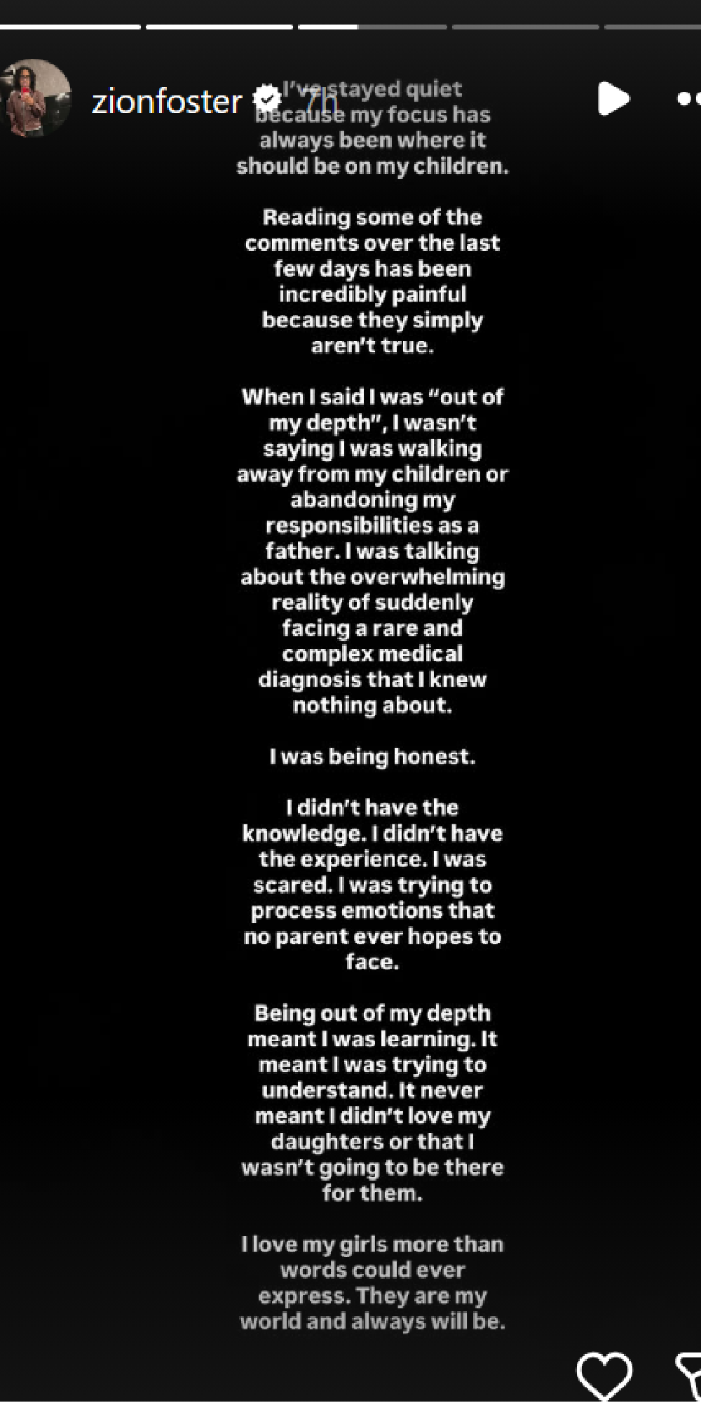 Zion Foster shares statement