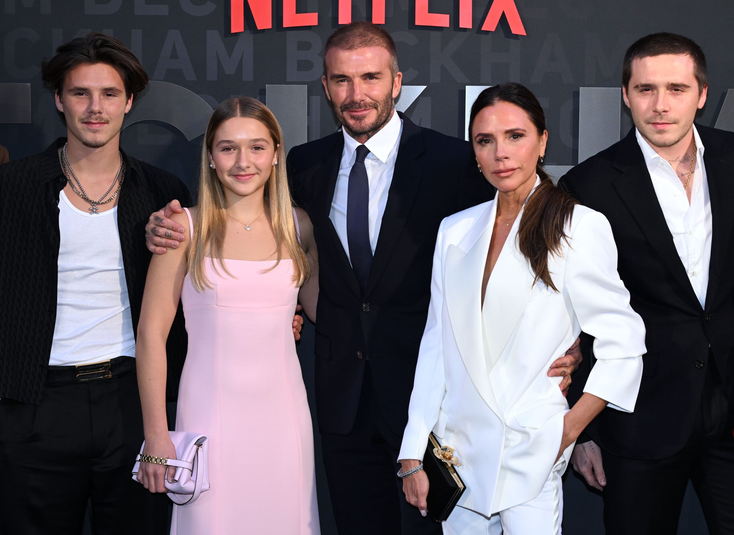 Harper Beckham with Victoria and family