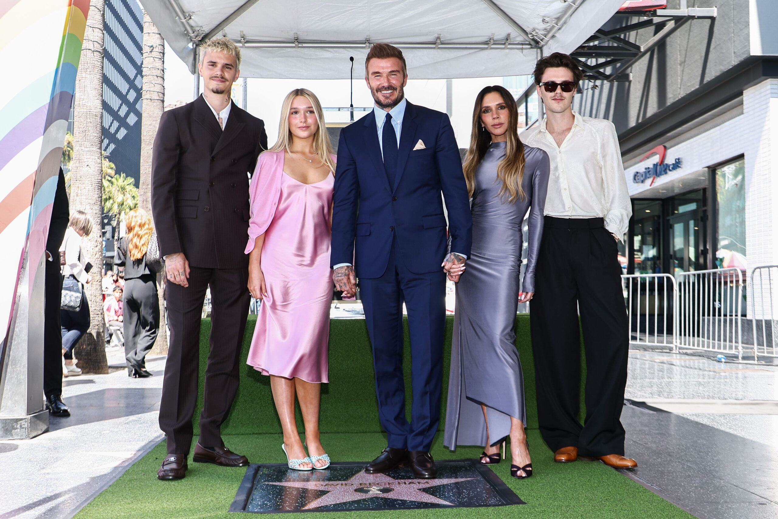 Romeo, Harper, David, Victoria and Cruz Beckham at Hollywood Walk of Fame ceremony