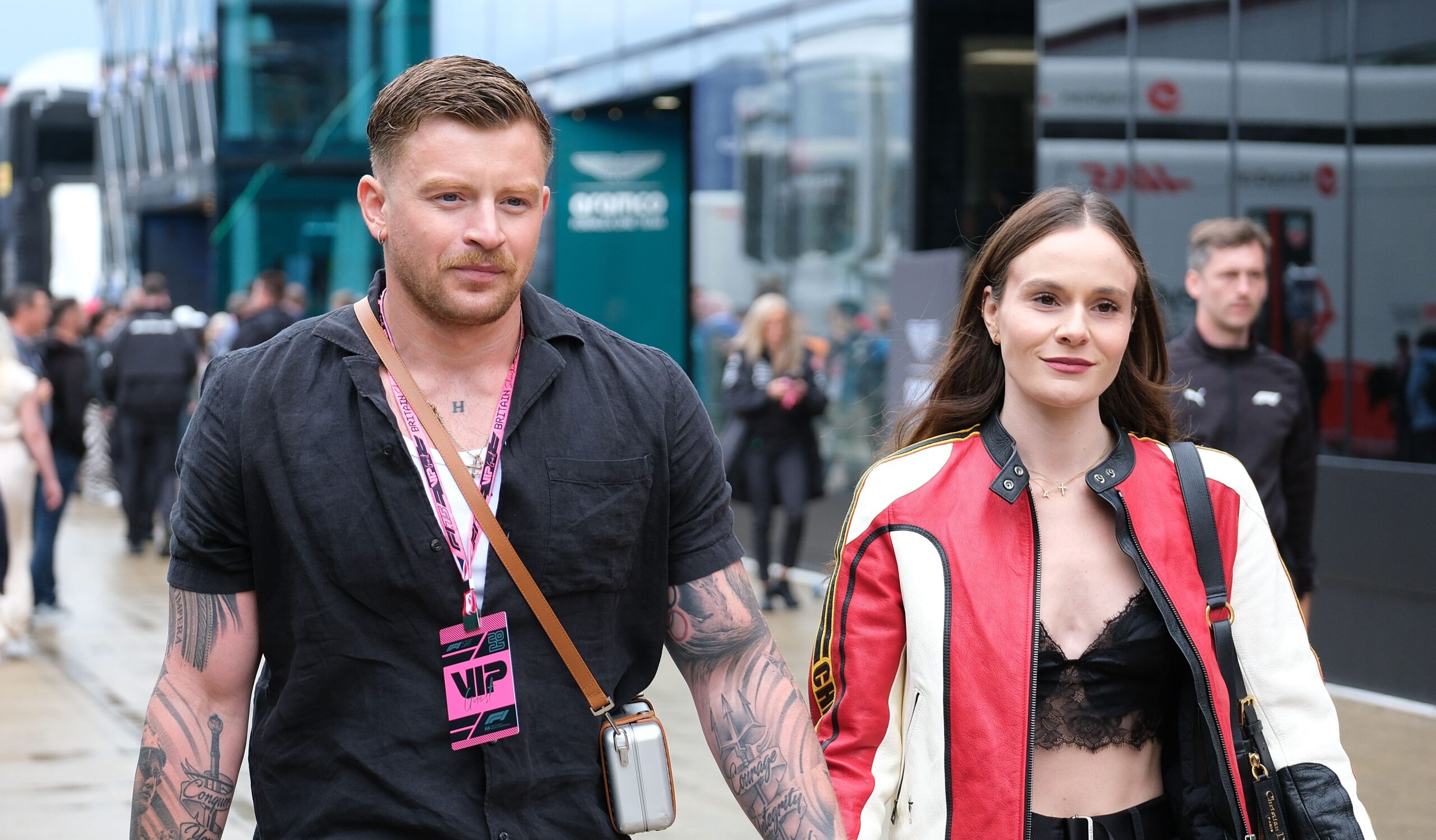 Adam Peaty and Holly Ramsay at Formula One British Grand Prix at Silverstone 