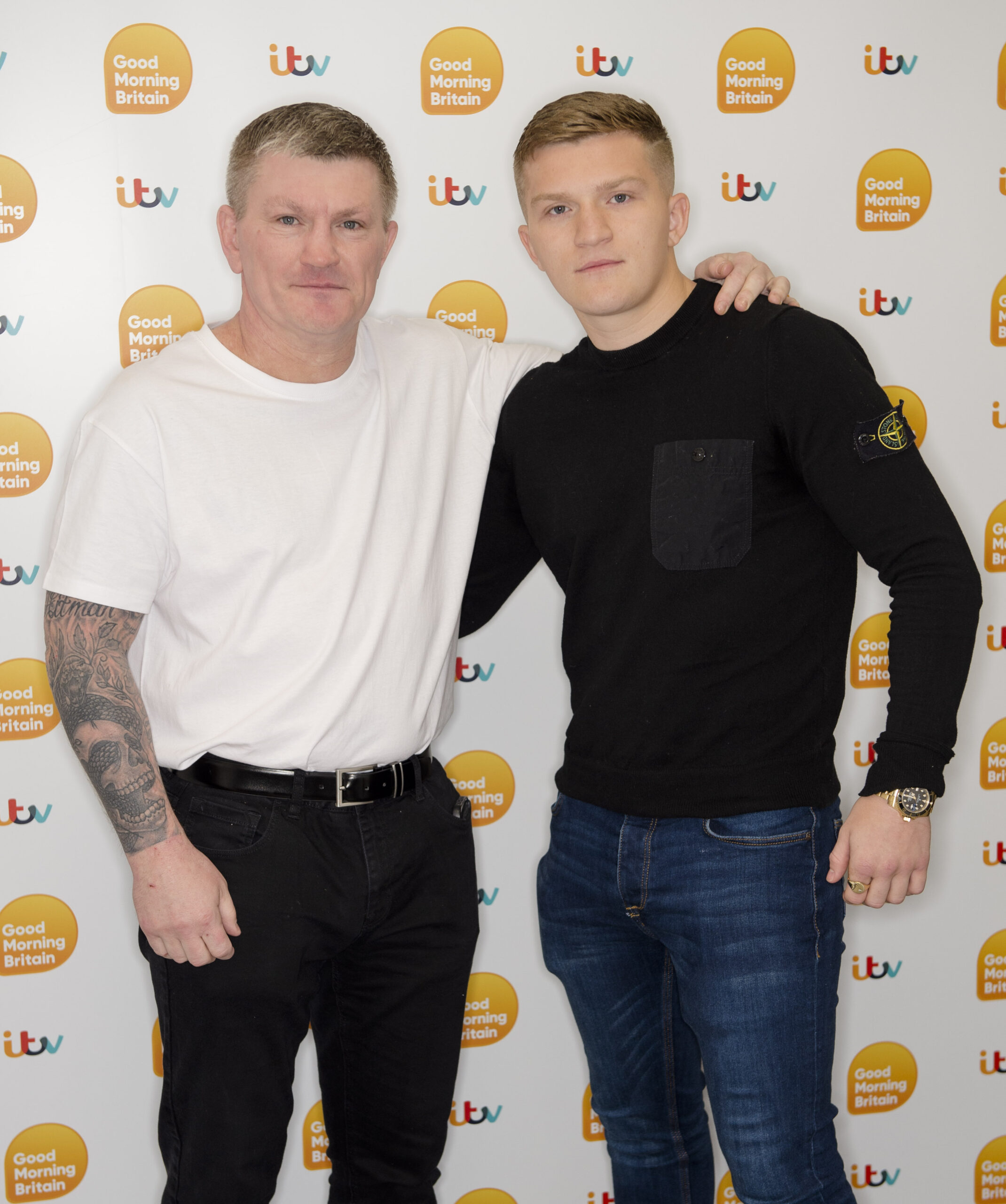 Ricky Hatton and son Campbell at GMB
