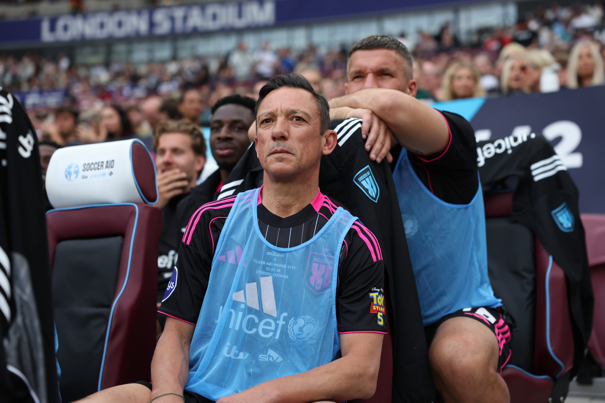 Frankie Dettori at Soccer Aid for UNICEF 2026, wearing a football kit