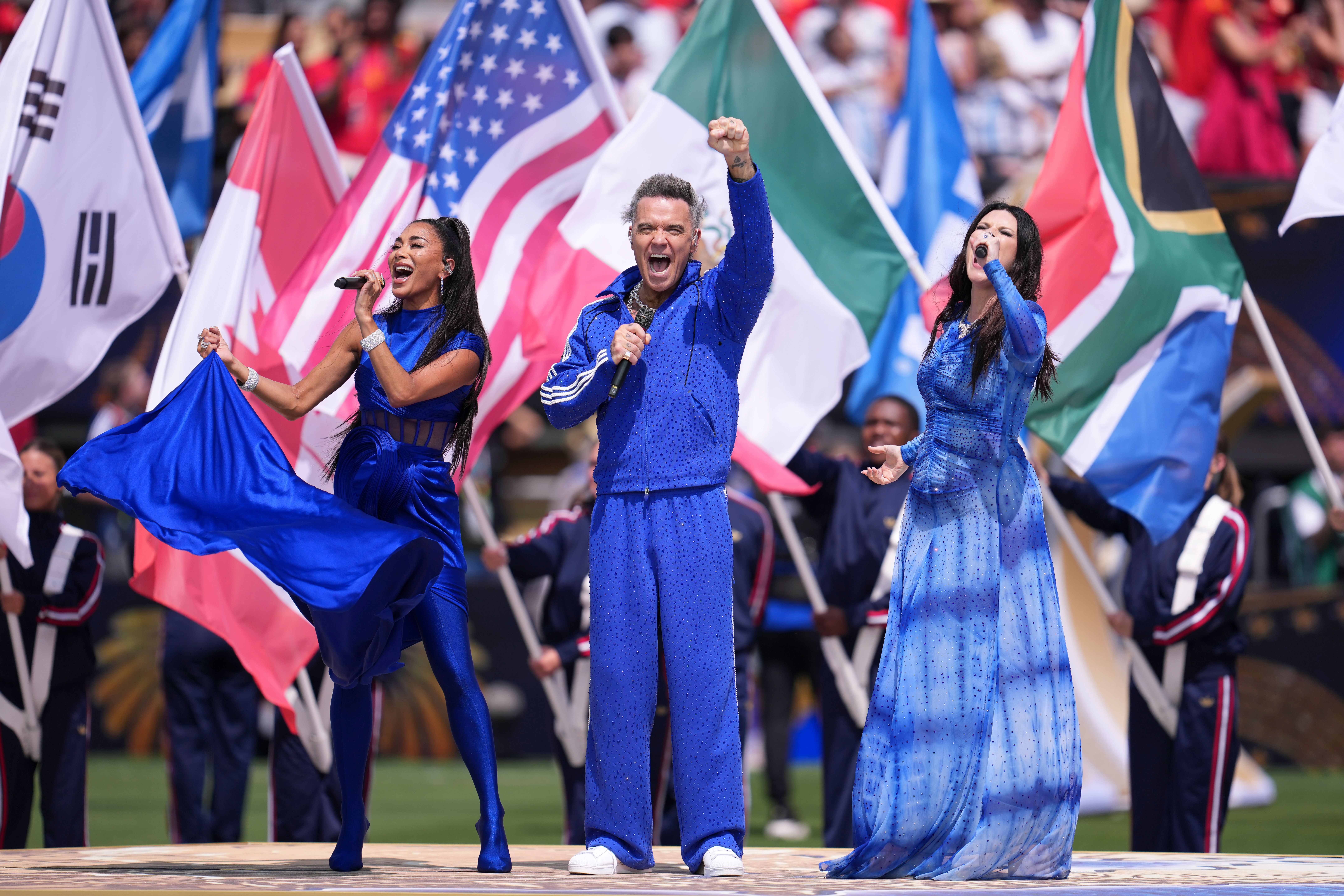 Robbie Williams performing during World Cup final halftime show