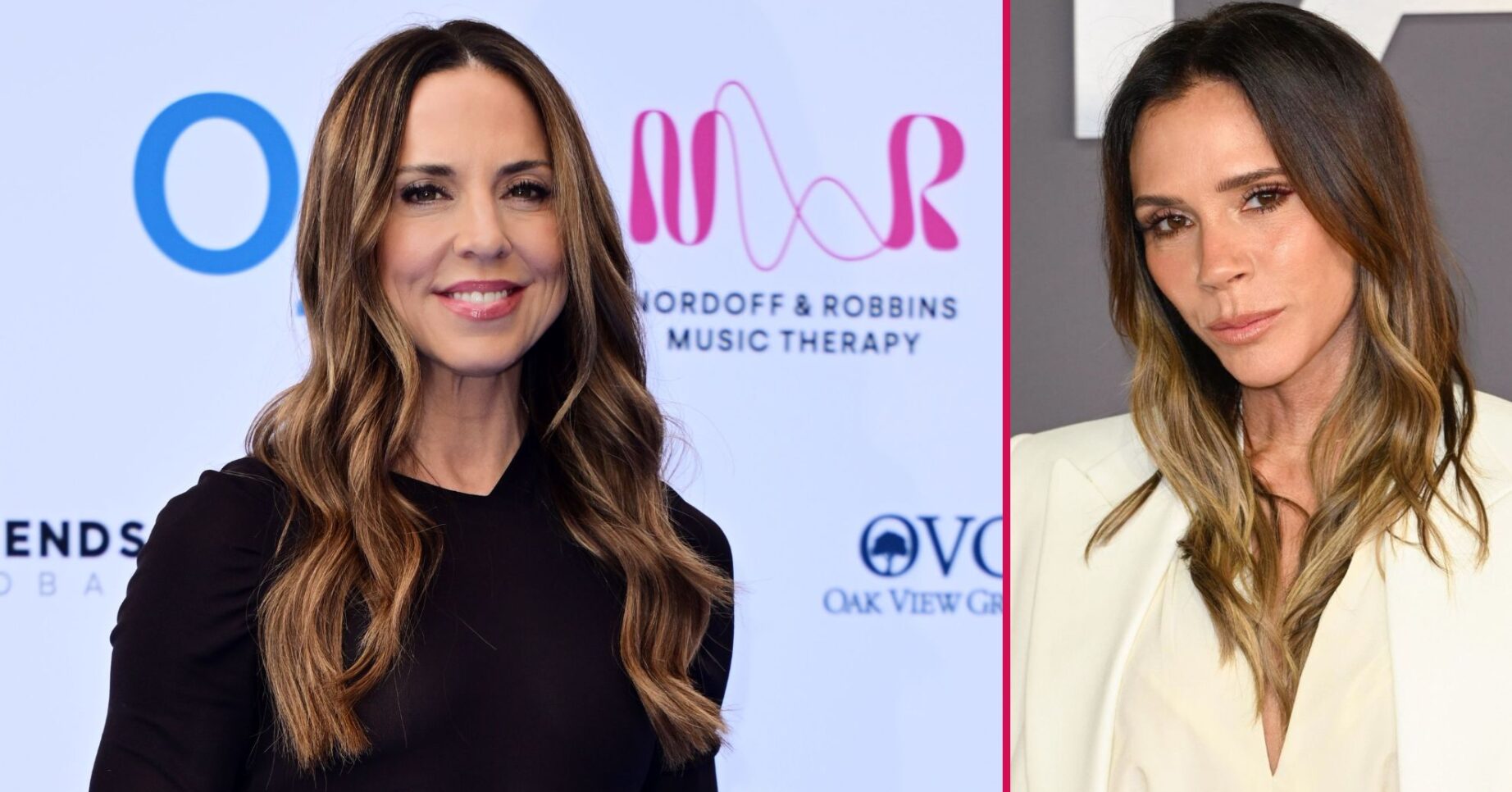 Mel C and Victoria Beckham smiling
