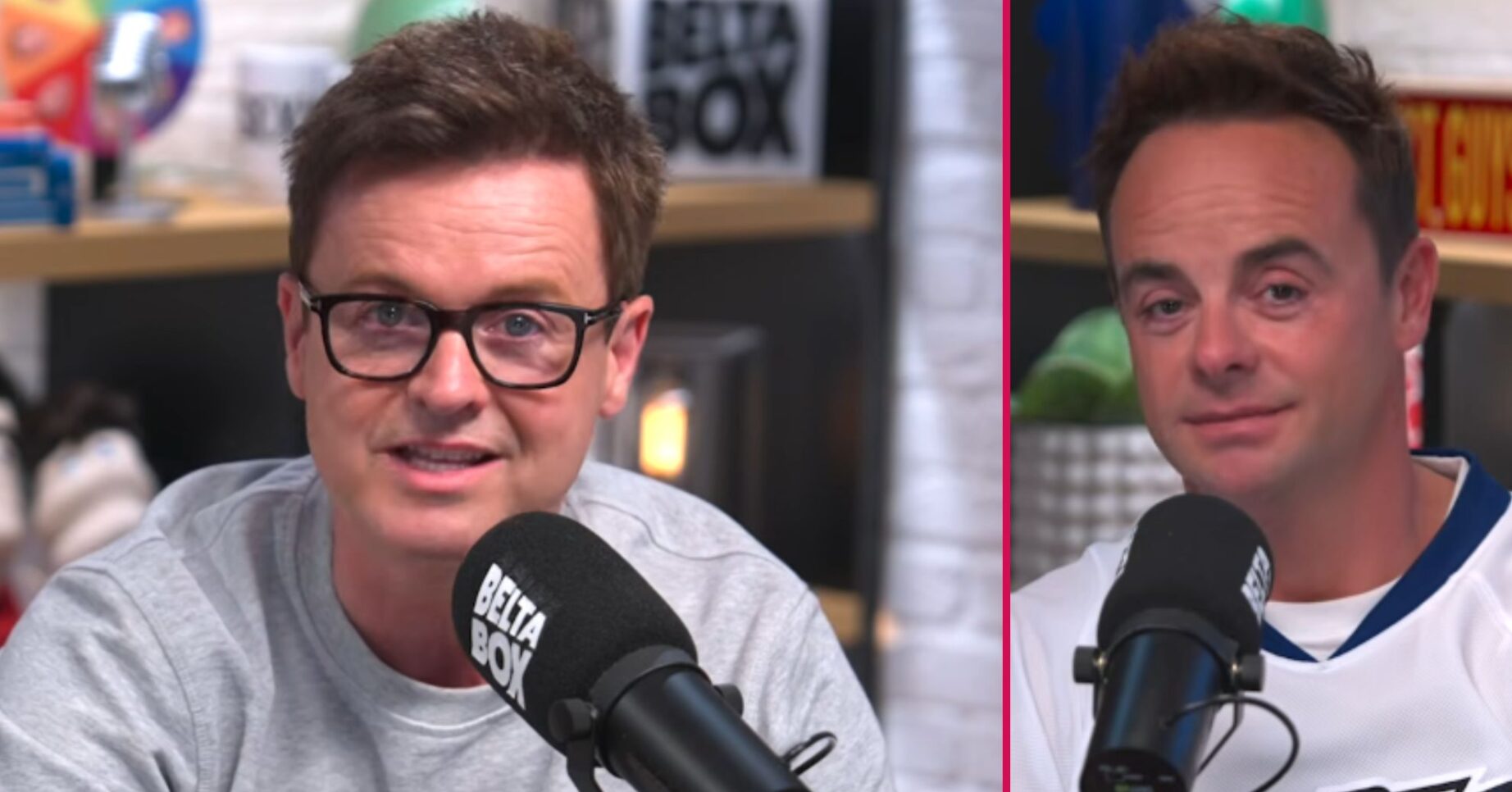 ED composite of Dec Donnelly and Ant McPartlin on podcast