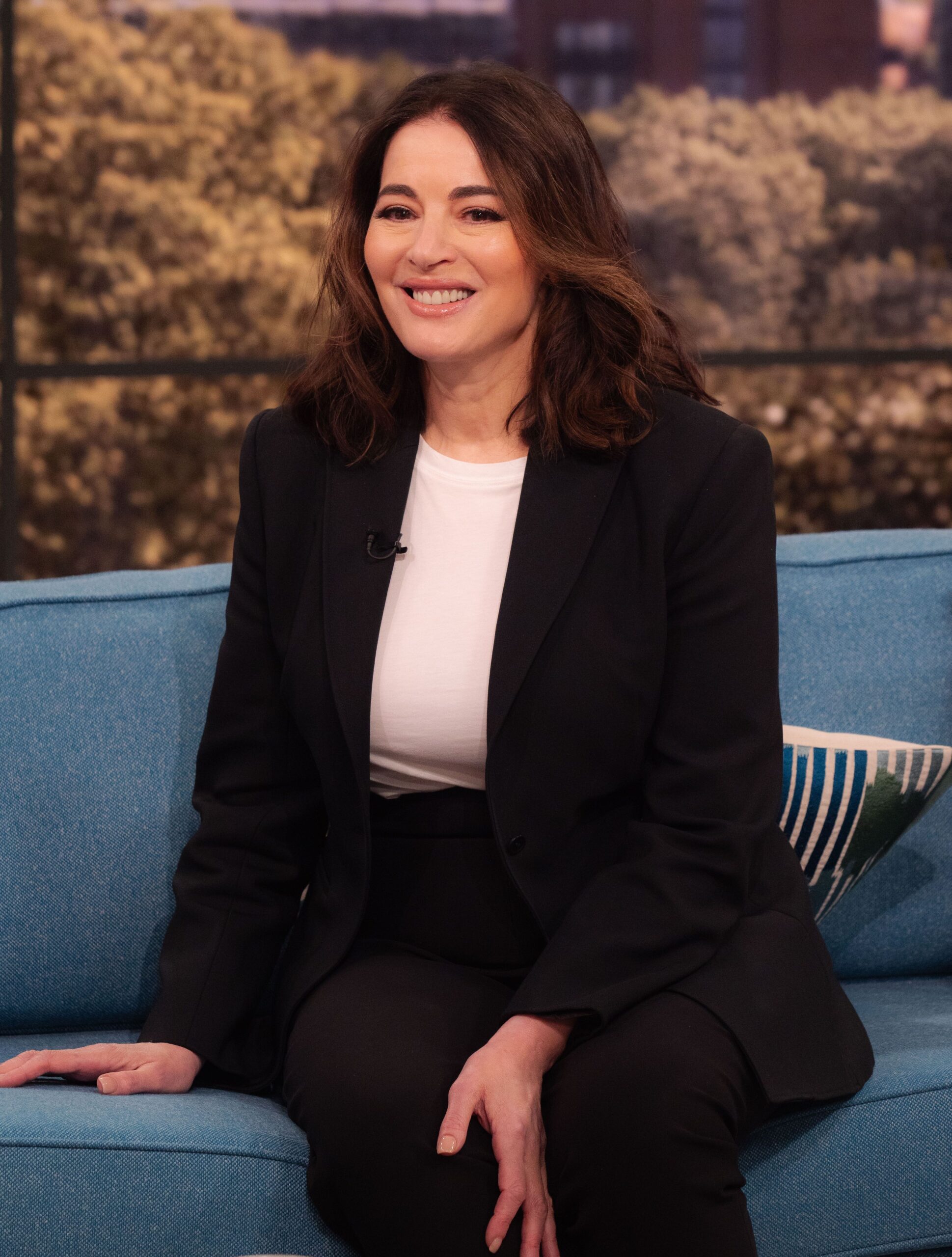 Nigella Lawson smiling on the This Morning sofa
