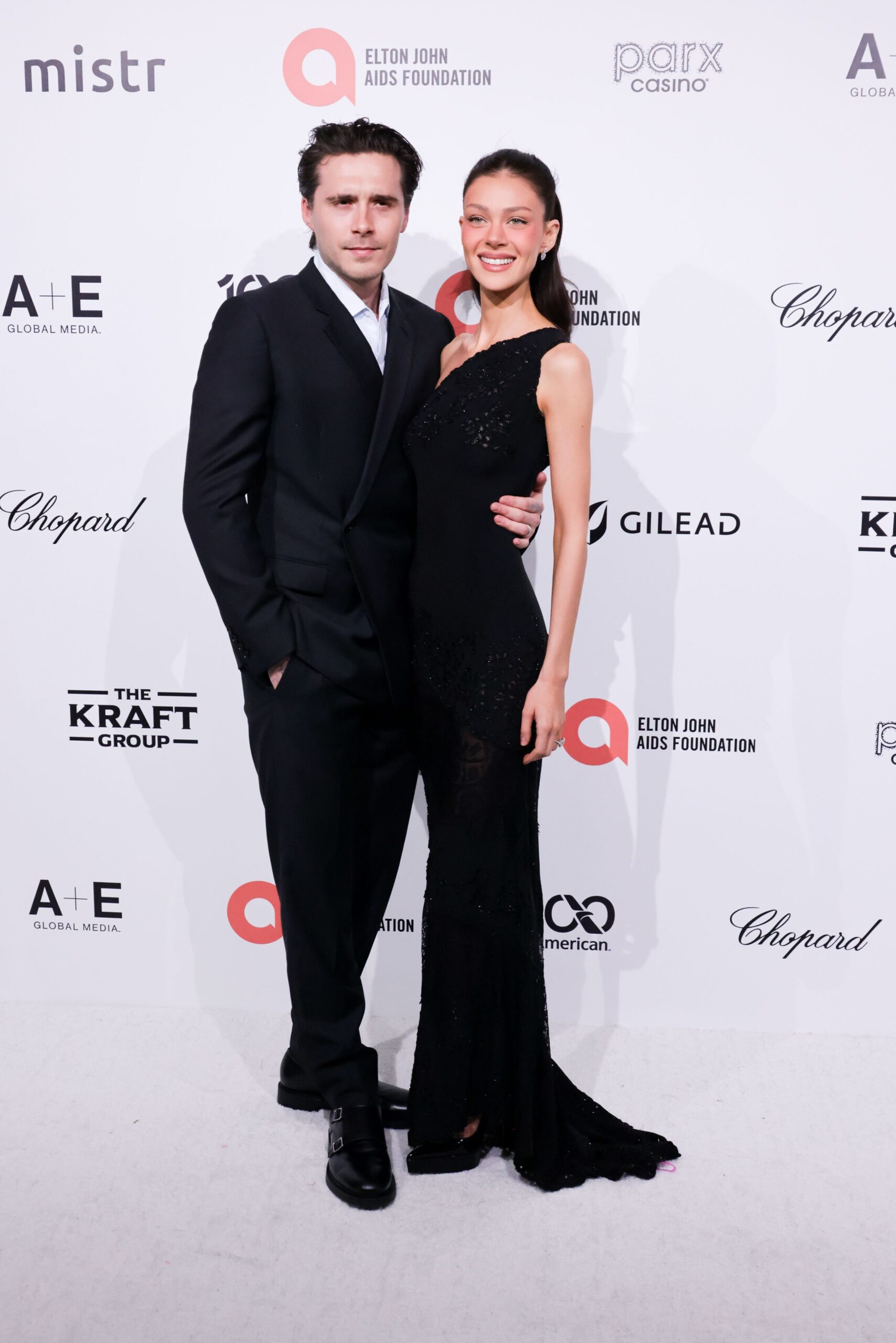 Brooklyn Beckham and Nicola Peltz at the 34th Annual Elton John AIDS Foundation Academy Awards Viewing Party