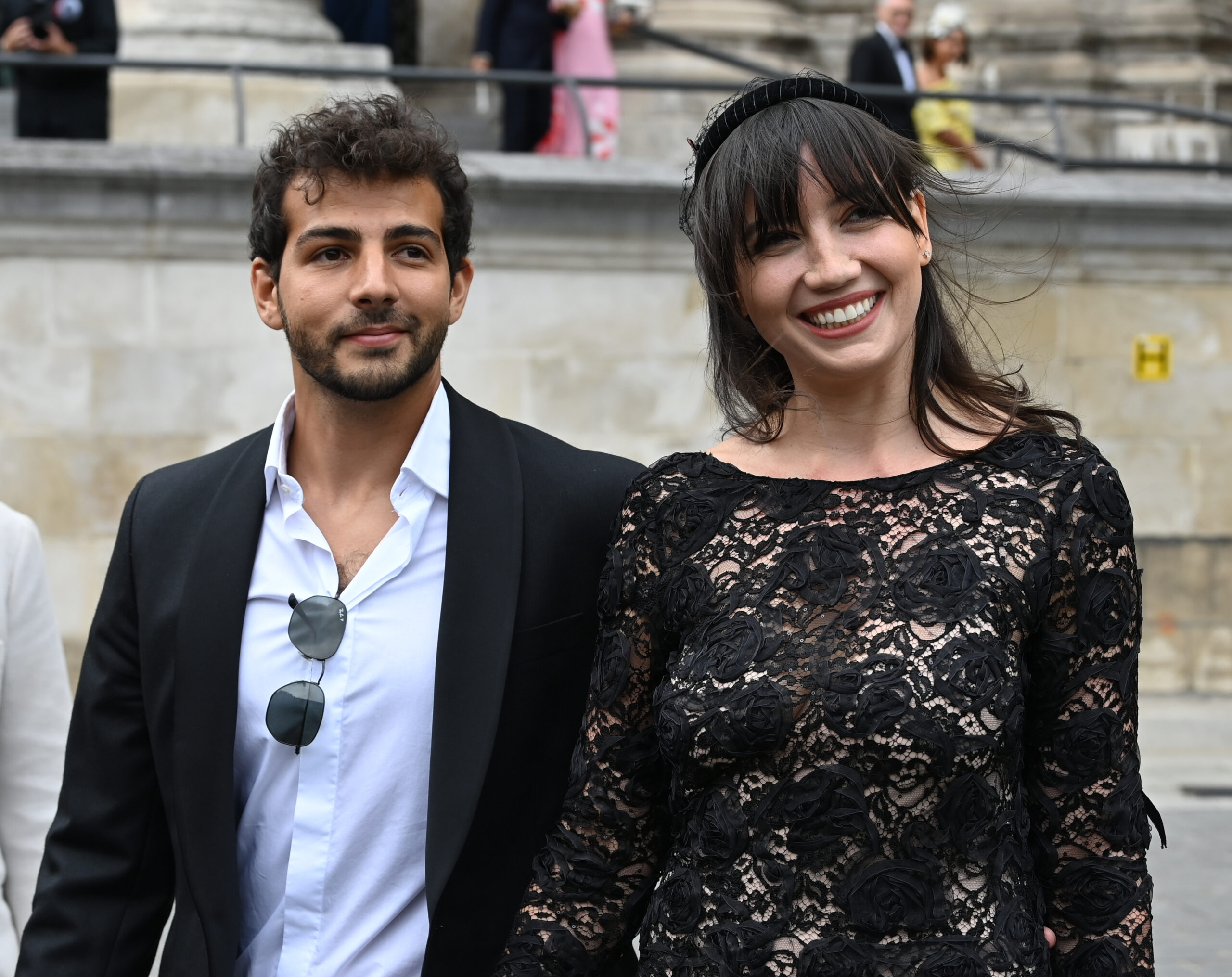 Daisy Lowe and her husband smiling